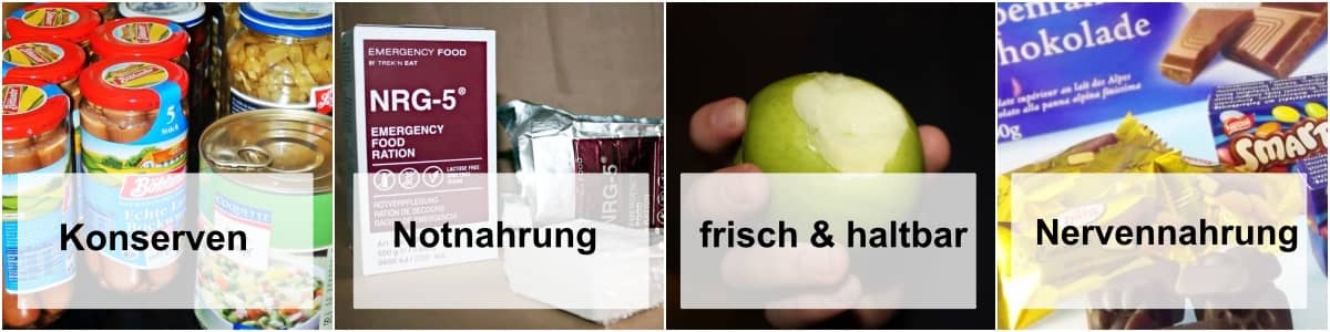 Ein sinnvoller Mix aus Konserven und anderen Lebensmitteln zur Krisenvorsorge